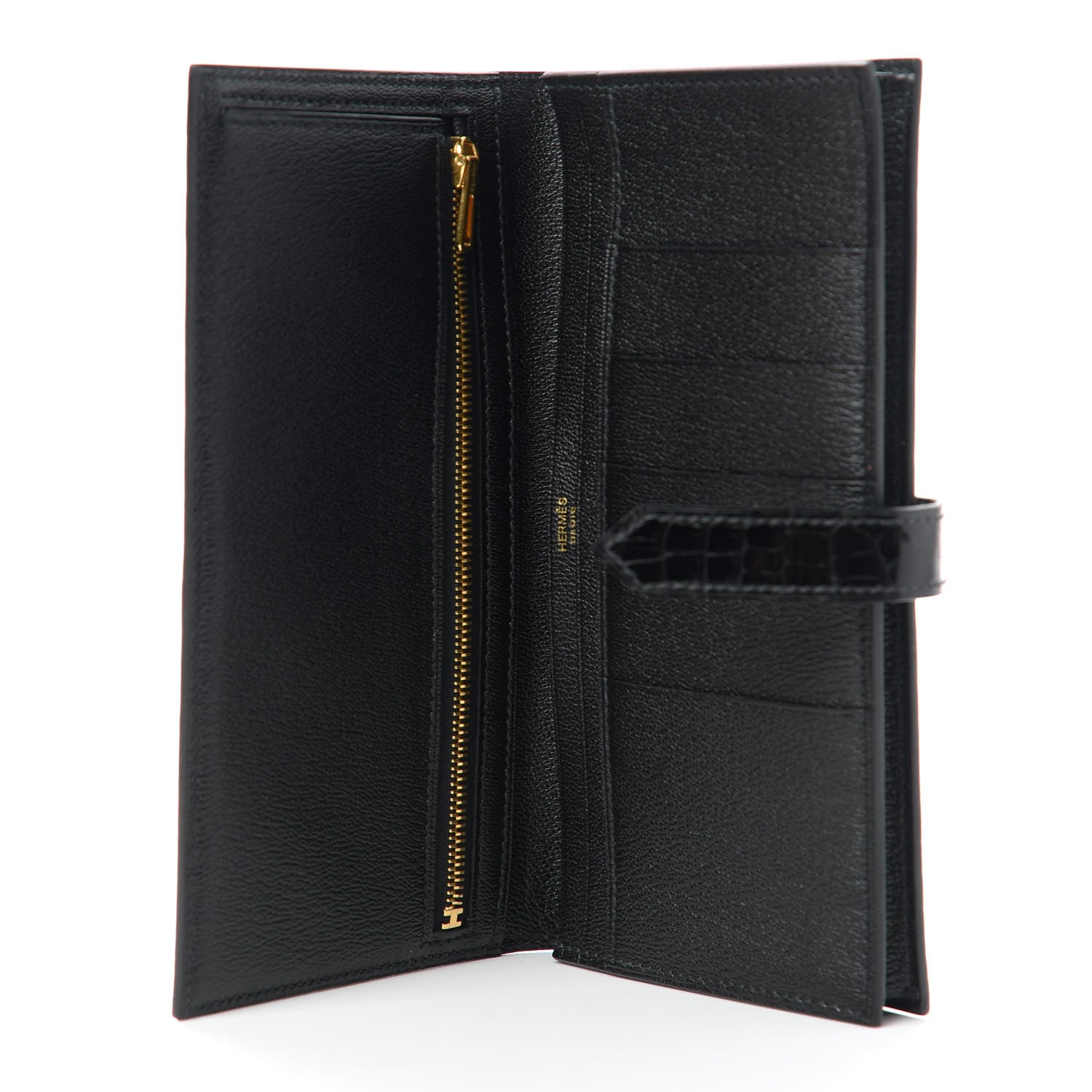 Hermes Shiny Alligator Bearn Wallet Black 5 of 10