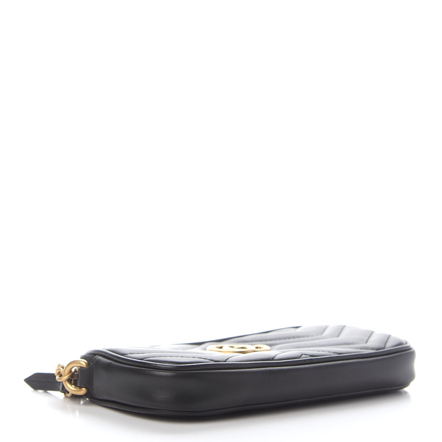 Gucci Calfskin Matelasse Mini GG Marmont Chain Crossbody Bag Black 4 of 9