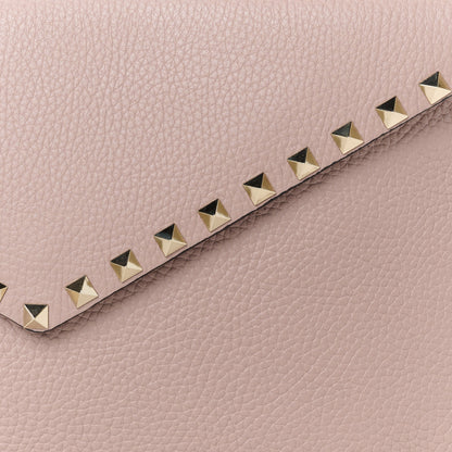 Valentino Garavani Pebbled Calfskin Large Rockstud Envelope Clutch Poudre 8 of 10
