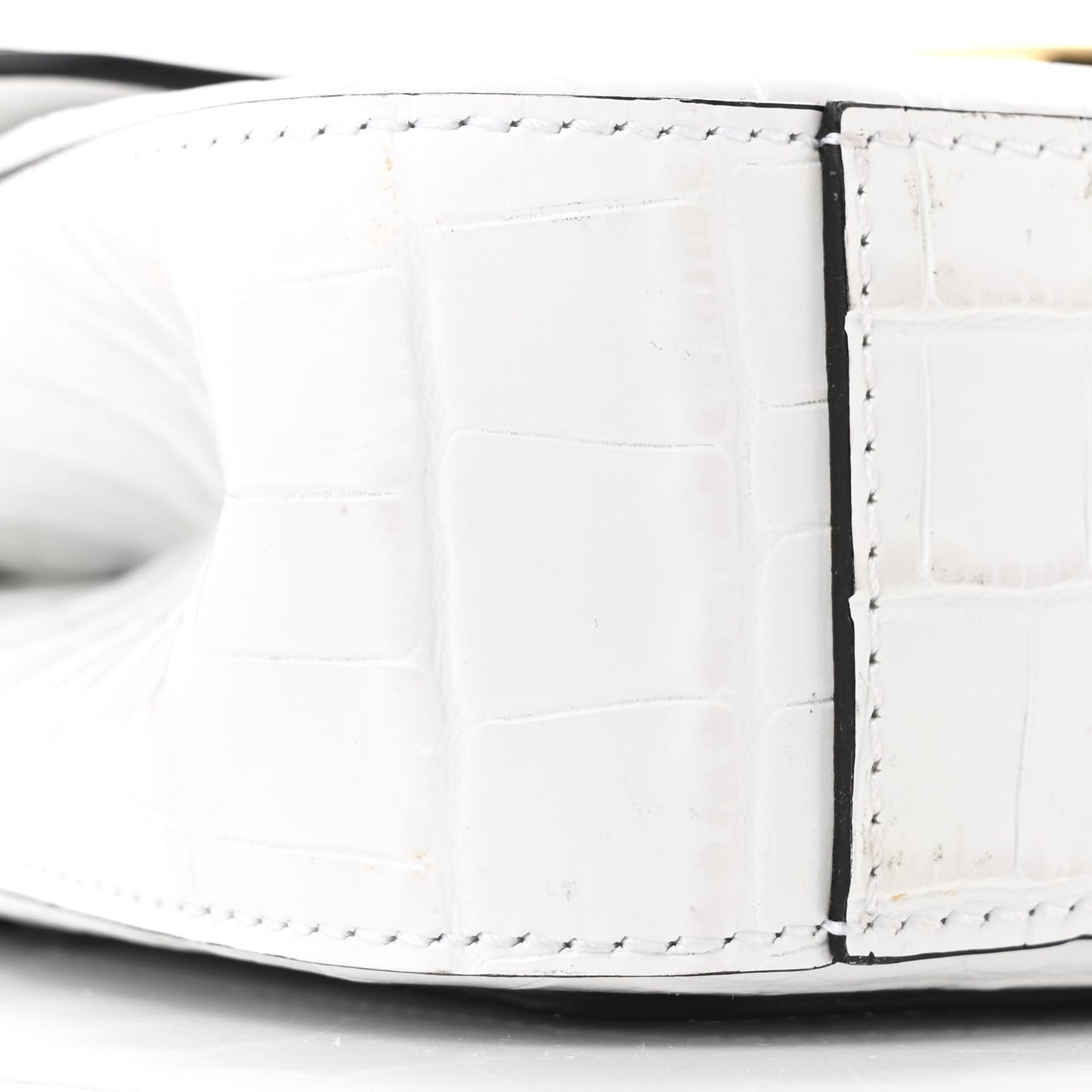 Calfskin Crocodile Embossed Small C Double Carry Brilliant White