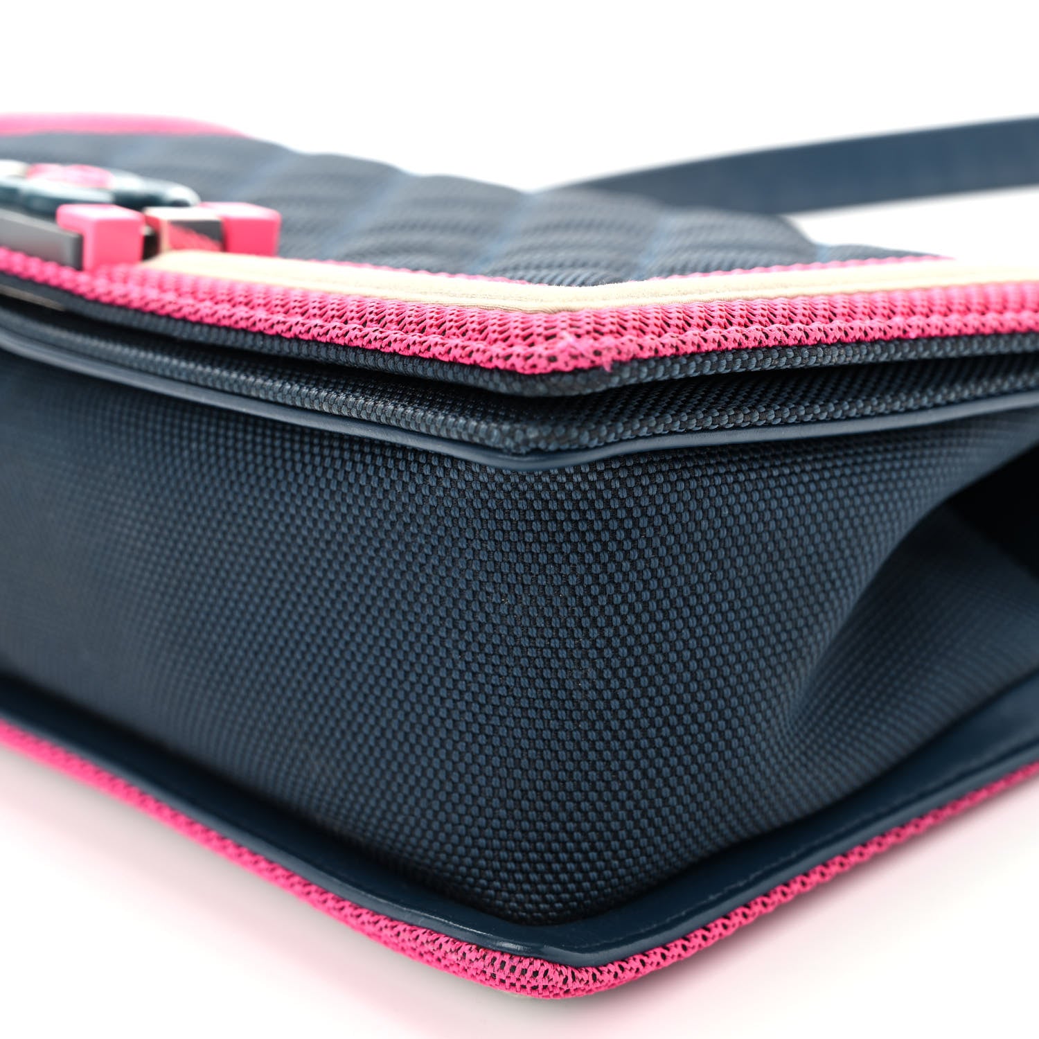 Chanel Canvas Quilted Medium Fluo Boy Flap Dark Navy Fuchsia Grey 10 of 10