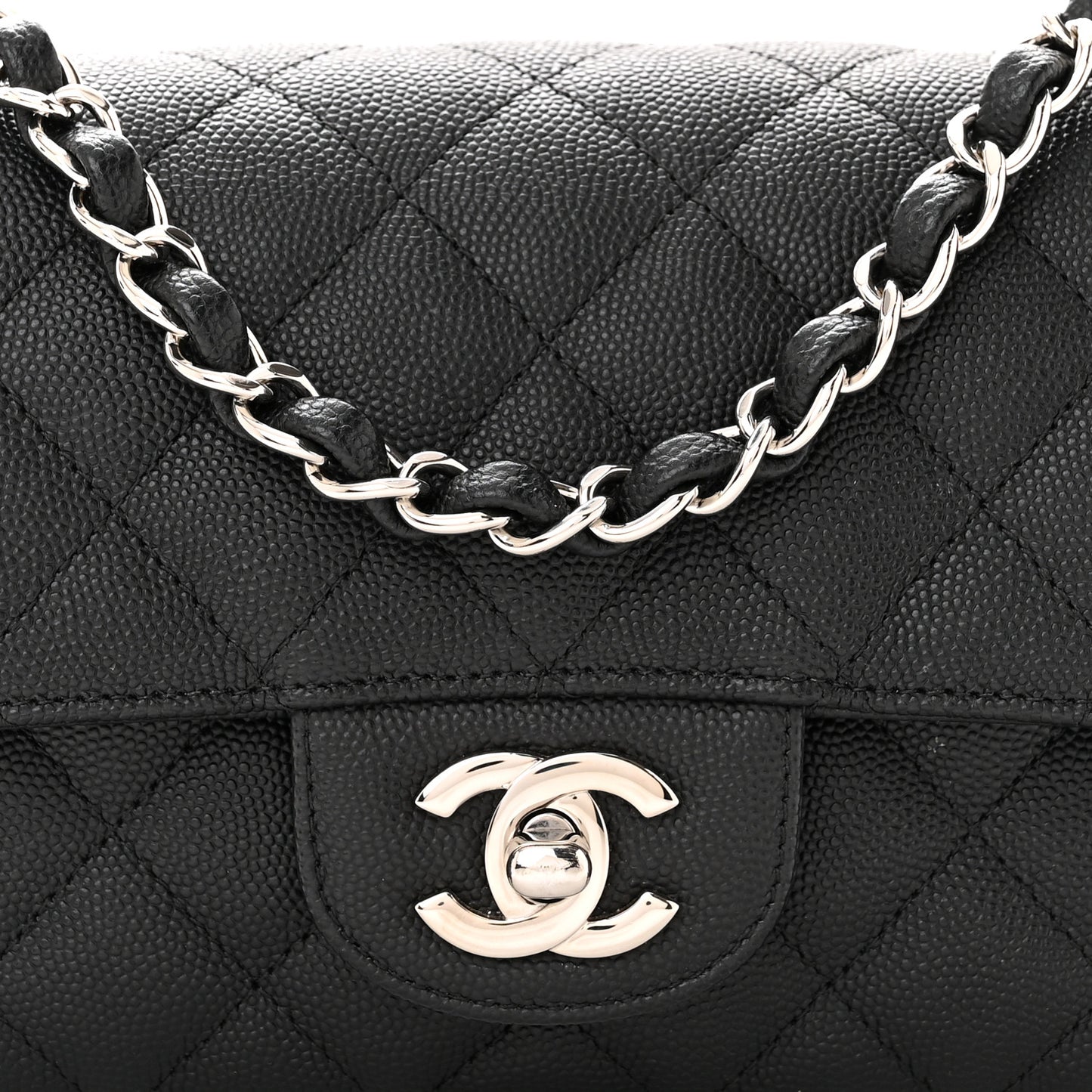 Caviar Quilted Mini Rectangular Flap Black