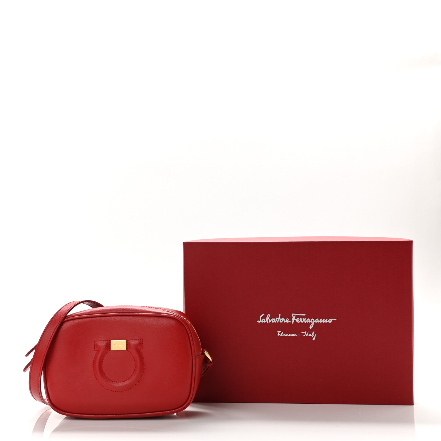 Salvatore Ferragamo Calfskin City Goncho Crossbody Camera Bag Red 10 of 10