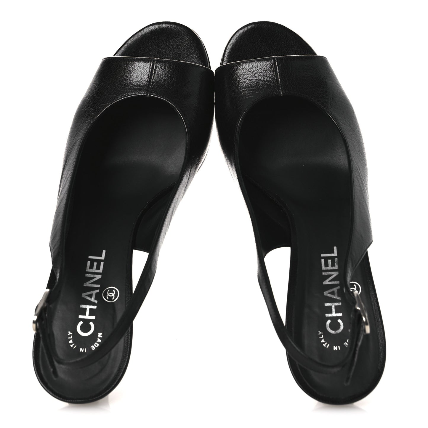 Goatskin Slingback Sandals 39.5 Black