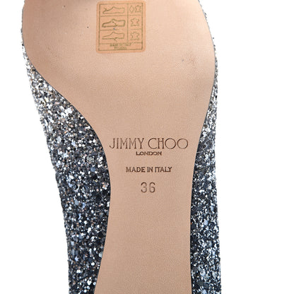 Jimmy Choo Glitter Pointy Toe Romy 60 Pumps 36 Silver Dusk Blue 7 of 9