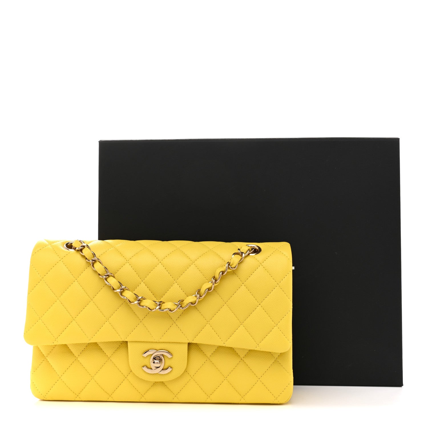 Chanel Caviar Quilted Medium Double Flap Yellow 11 of 11