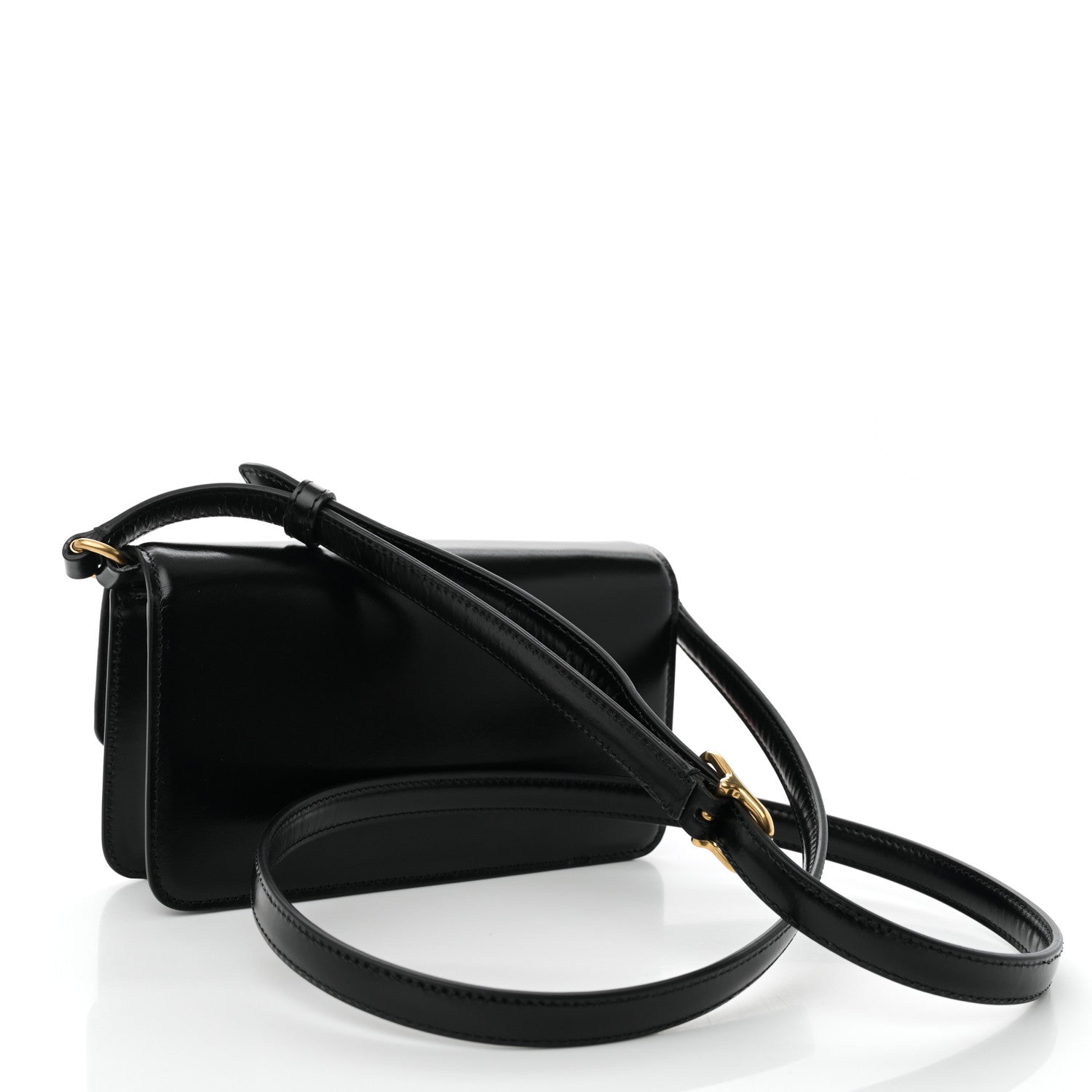 Valentino Garavani Shiny Calfskin Vlogo Small Shoulder Bag Black 3 of 9