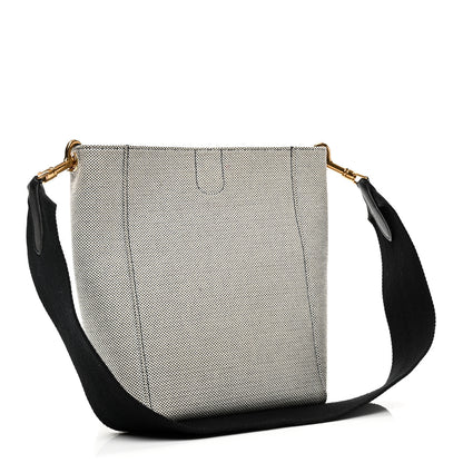 Celine Textured Canvas Small Sangle Bucket Bag Black White 3 of 9