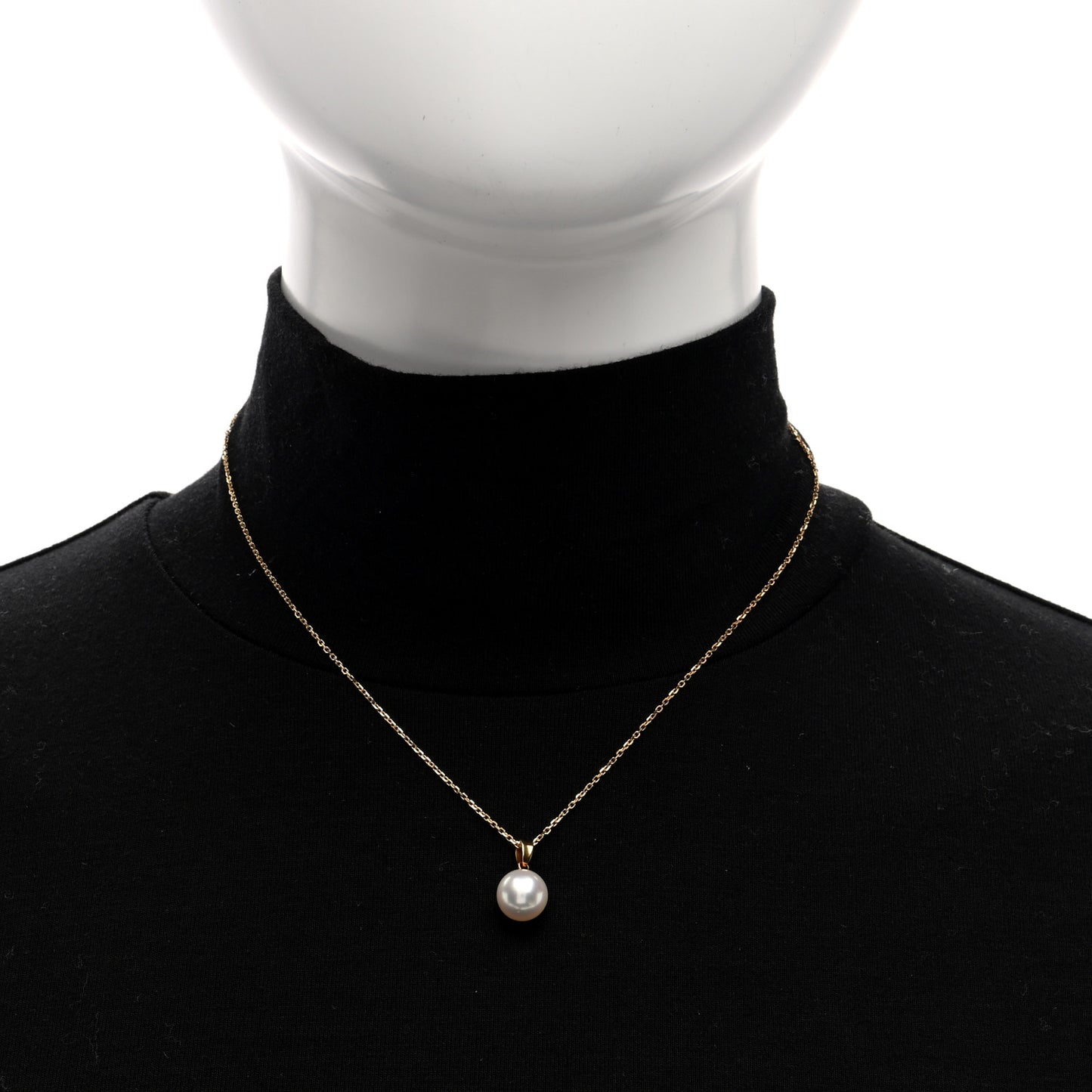 18K Yellow Gold Akoya Cultured Pearl 9mm Pendant Necklace