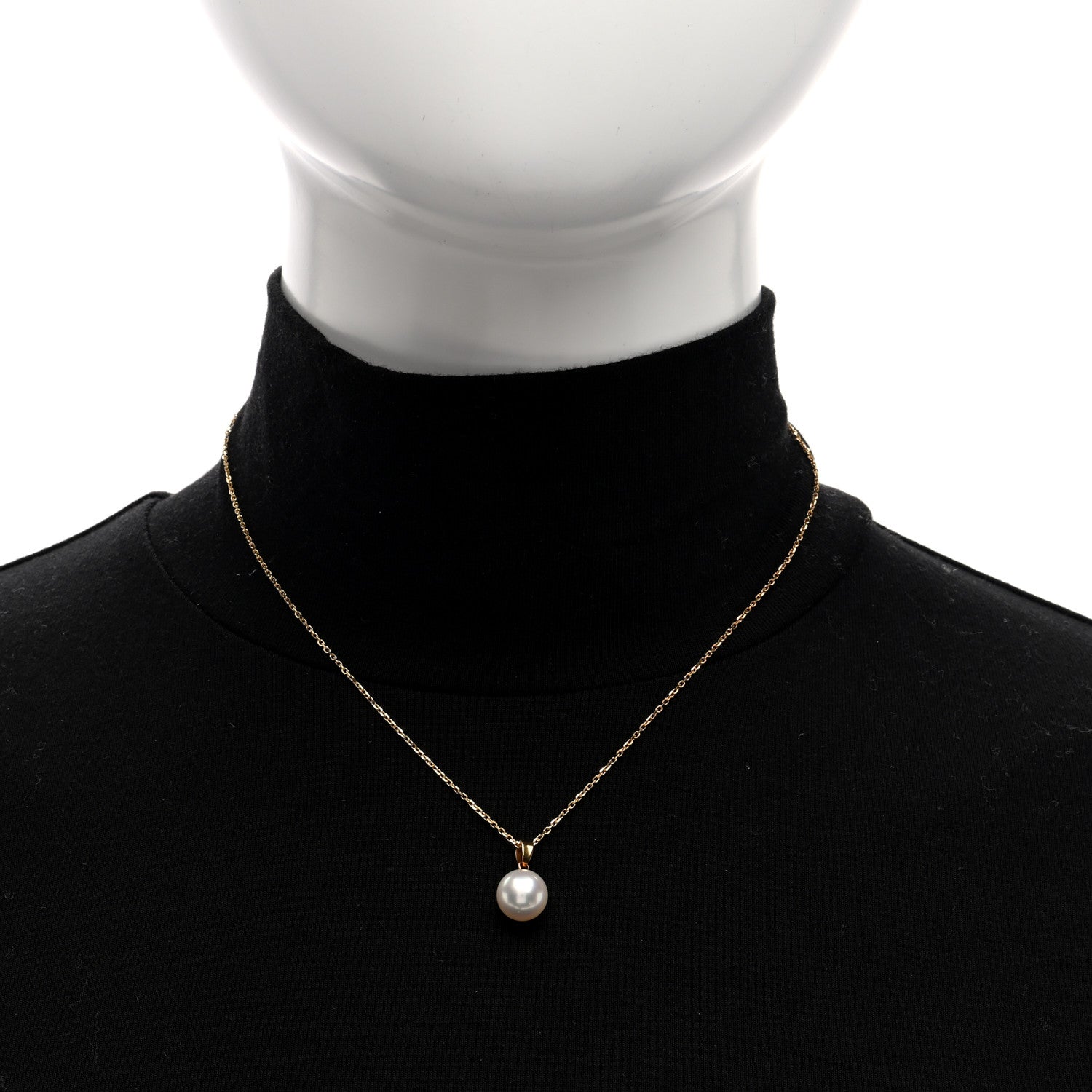 Mikimoto 18K Yellow Gold Akoya Cultured Pearl 9mm Pendant Necklace 2 of 5