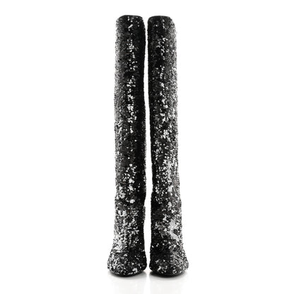 Louis Vuitton Sequin Donna High Boots 37 Black 2 of 8