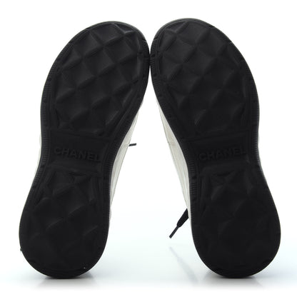 Chanel Velvet Calfskin Mixed Fibers CC Sneakers 35.5 Ivory Black 4 of 4