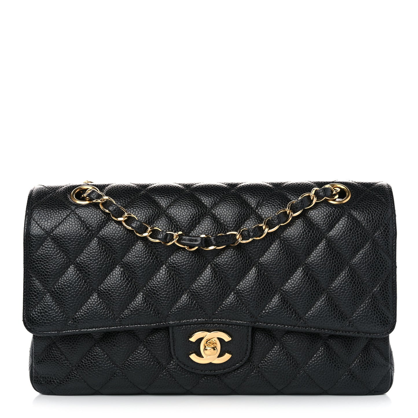 Caviar Quilted CC Box Flap Black