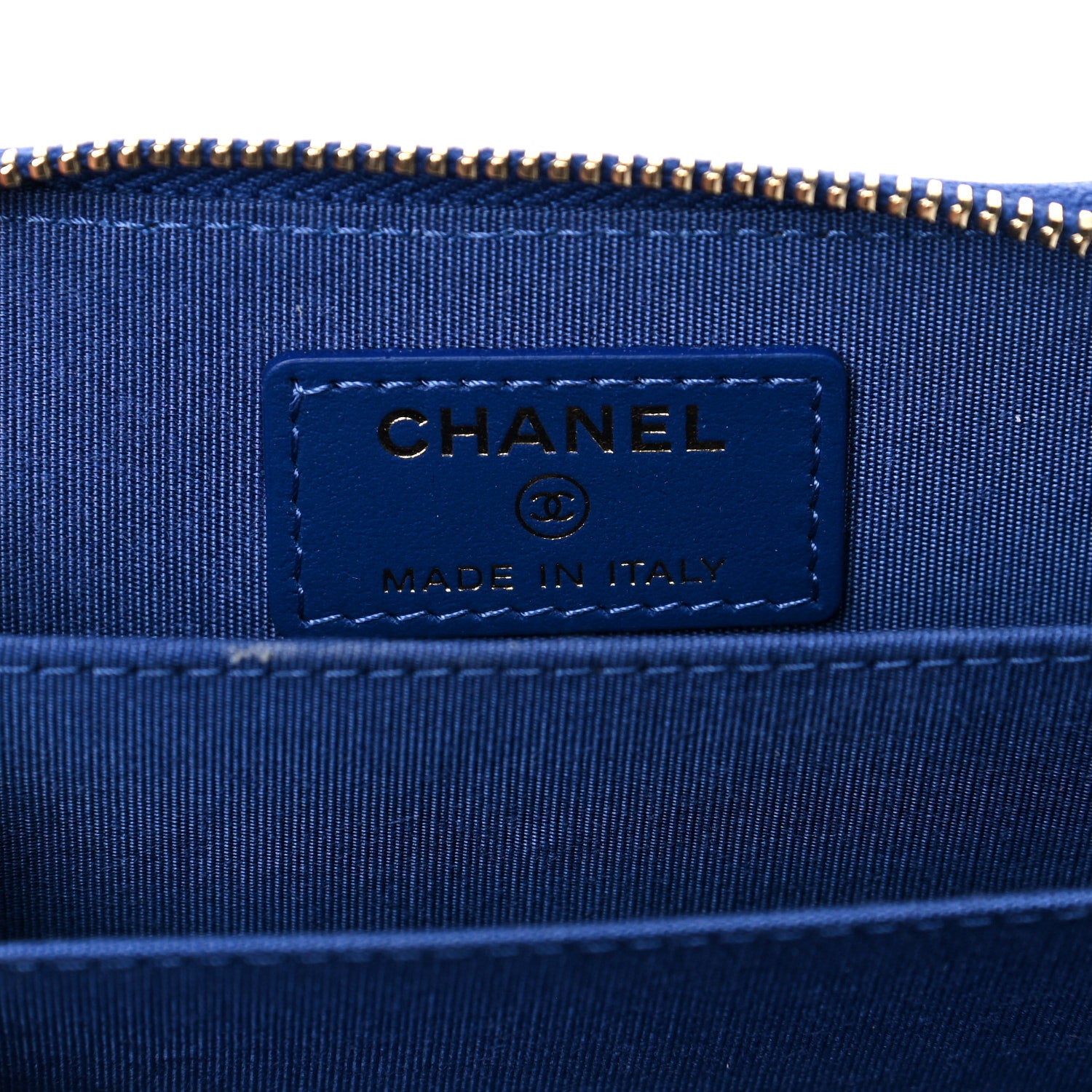 Chanel Caviar Camellia Embossed Zip Coin Purse Dark Blue 6 of 9