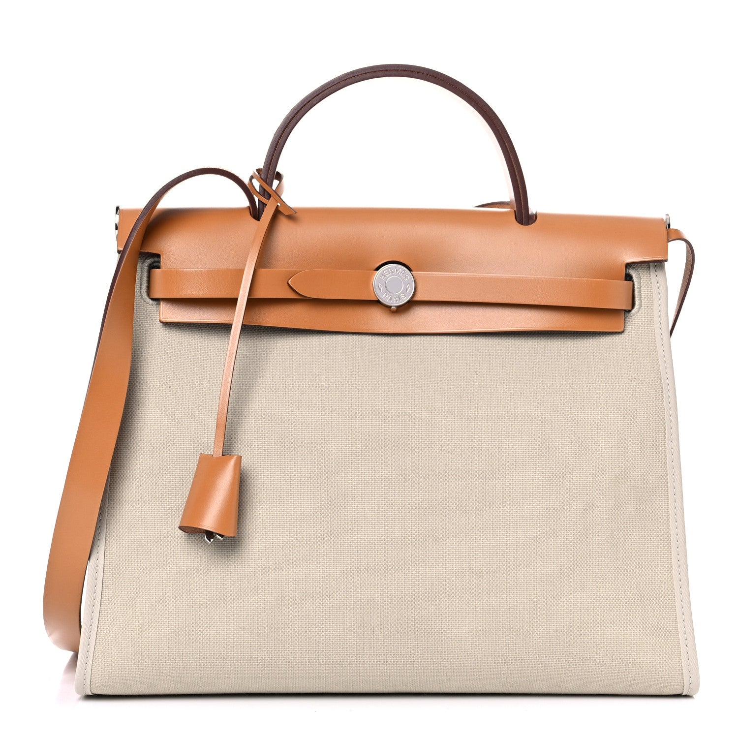 Hermes Military Toile Vache Hunter Herbag Zip 31 PM Beton Naturel 2 of 12