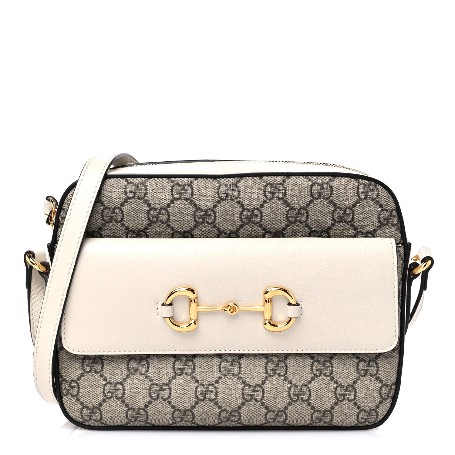Gucci GG Supreme Monogram Small Horsebit 1955 Shoulder Bag Beige Mystic White 1 of 11