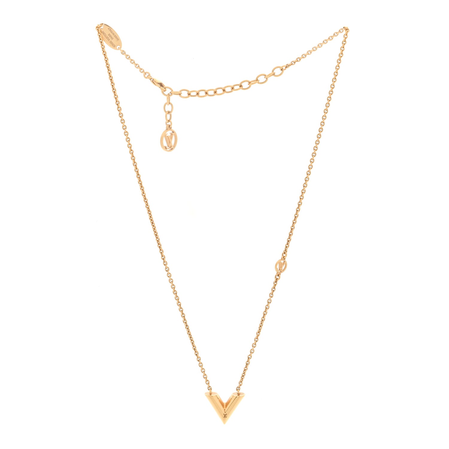 Louis Vuitton Essential V Necklace Gold 3 of 6