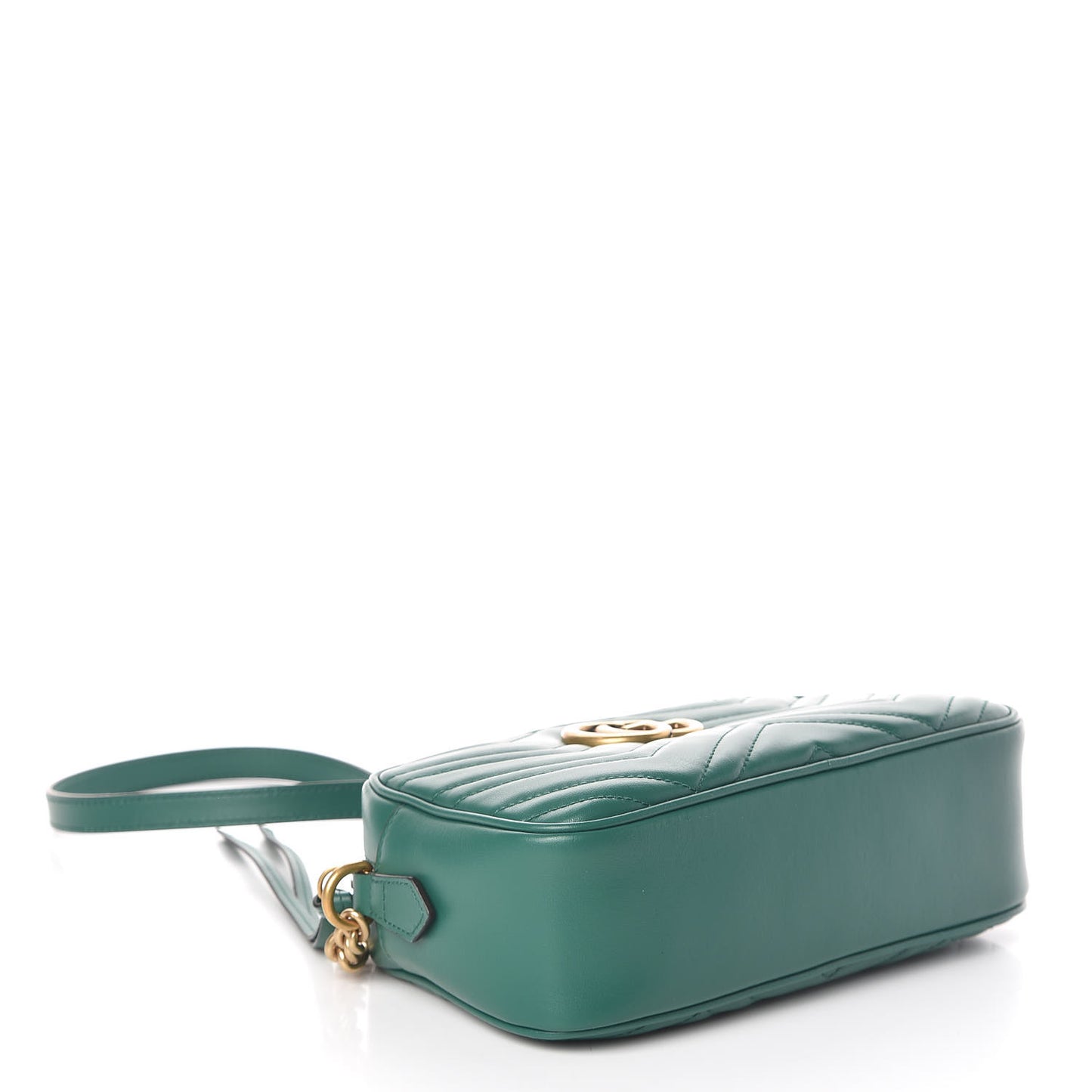 Calfskin Matelasse Small GG Marmont Chain Shoulder Bag Emerald Green