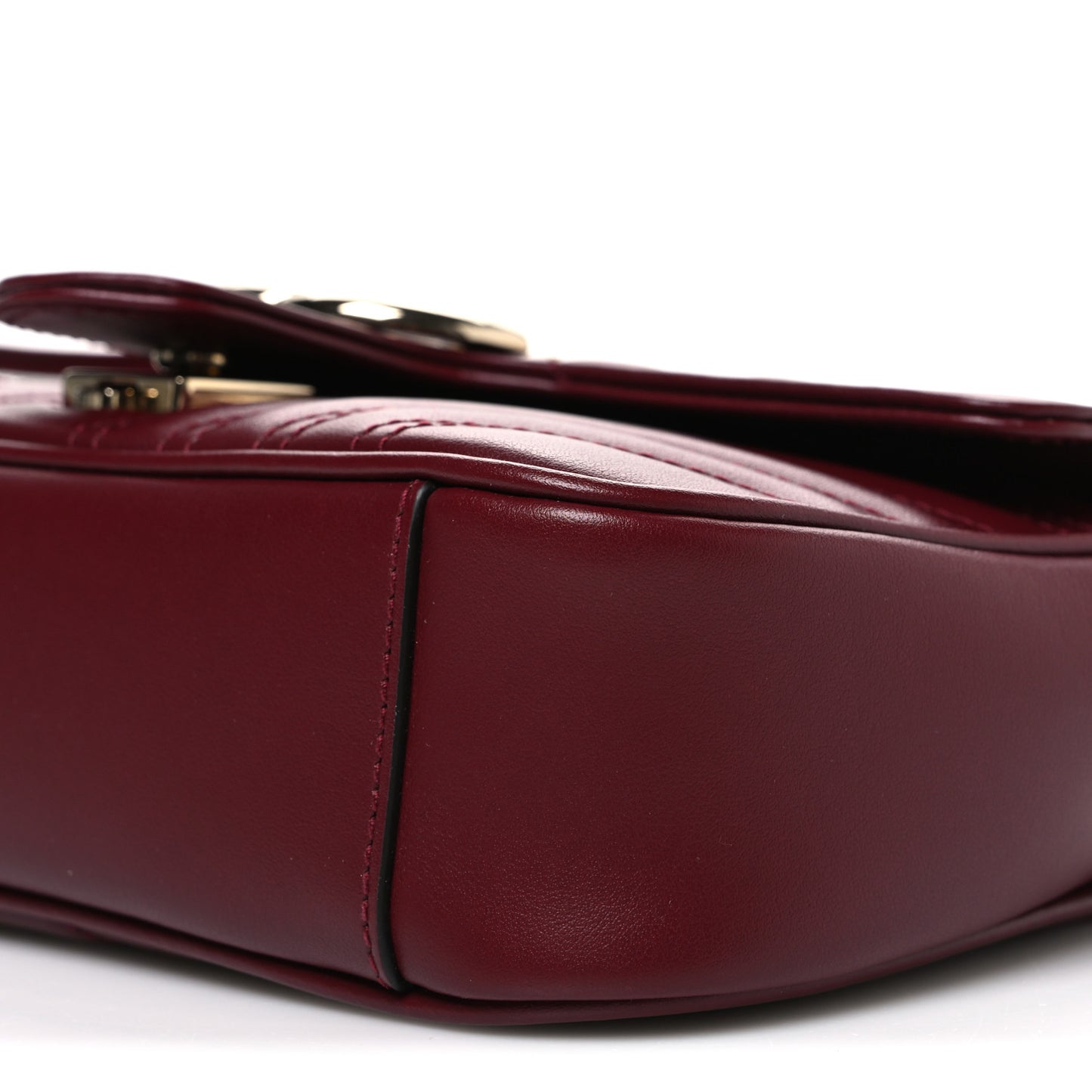 Calfskin Matelasse Mini GG Marmont Shoulder Bag Rosso Ancora