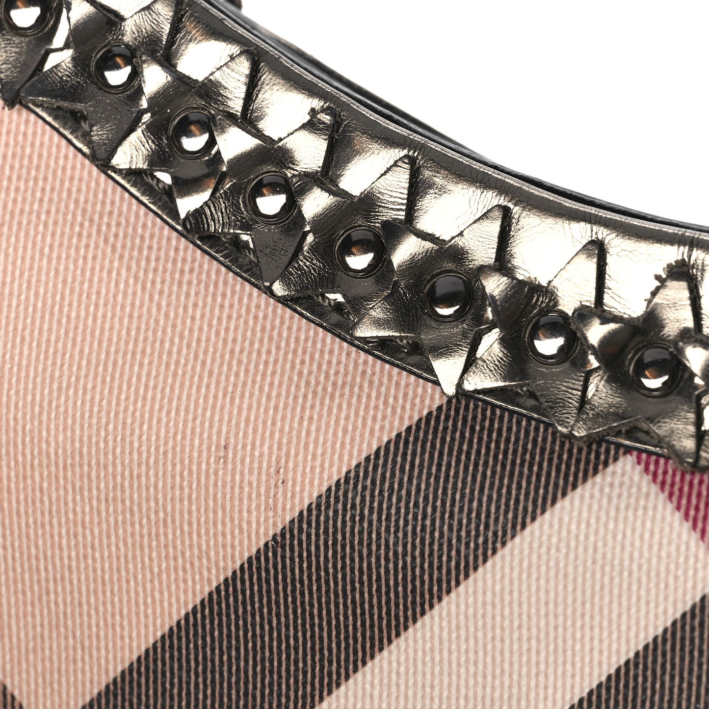 Metallic Nova Check Patent Hobo Pewter