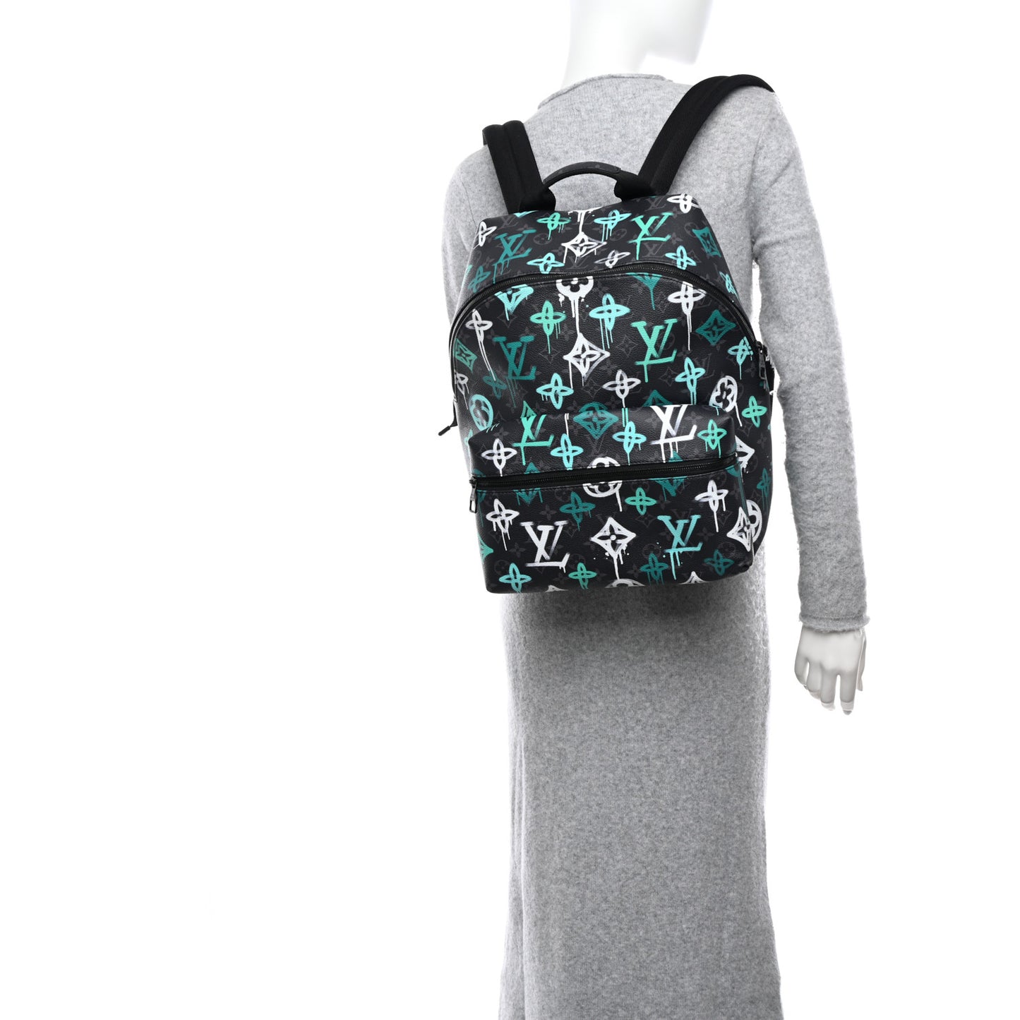 Monogram Eclipse LV Graffiti Discovery Backpack Green Lights