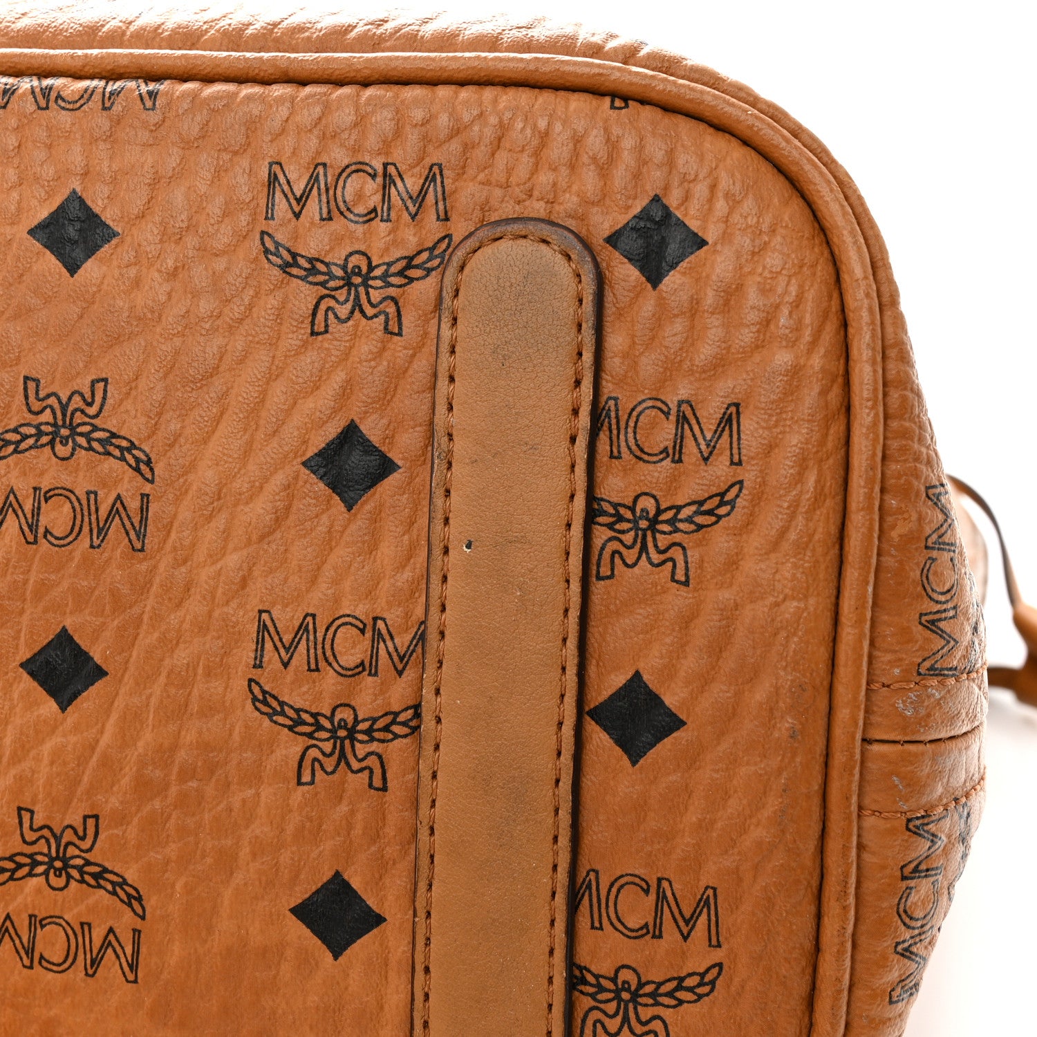 MCM Visetos Medium Liz Reversible Shopper Tote Cognac 10 of 14