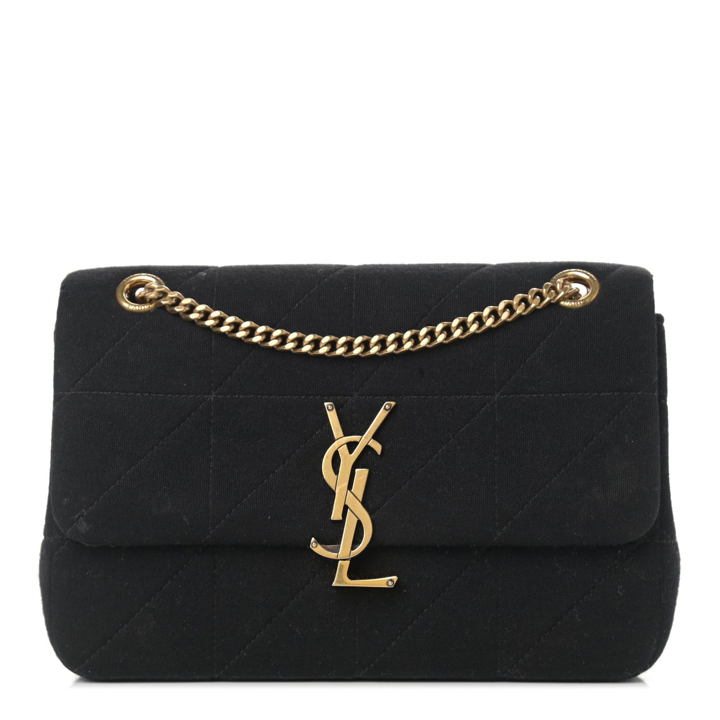 Jersey Wool Patchwork Monogram Medium Jamie Baguette Black