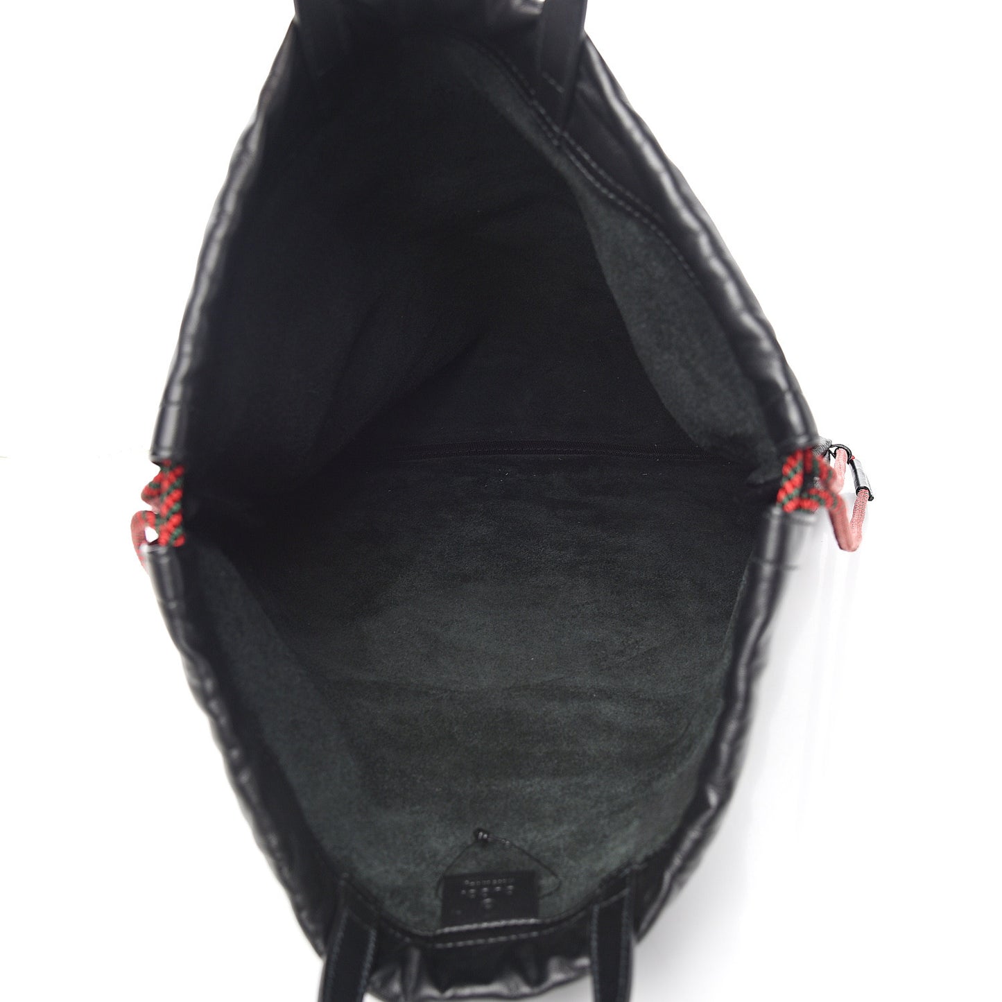 Calfskin Logo Drawstring Backpack Black