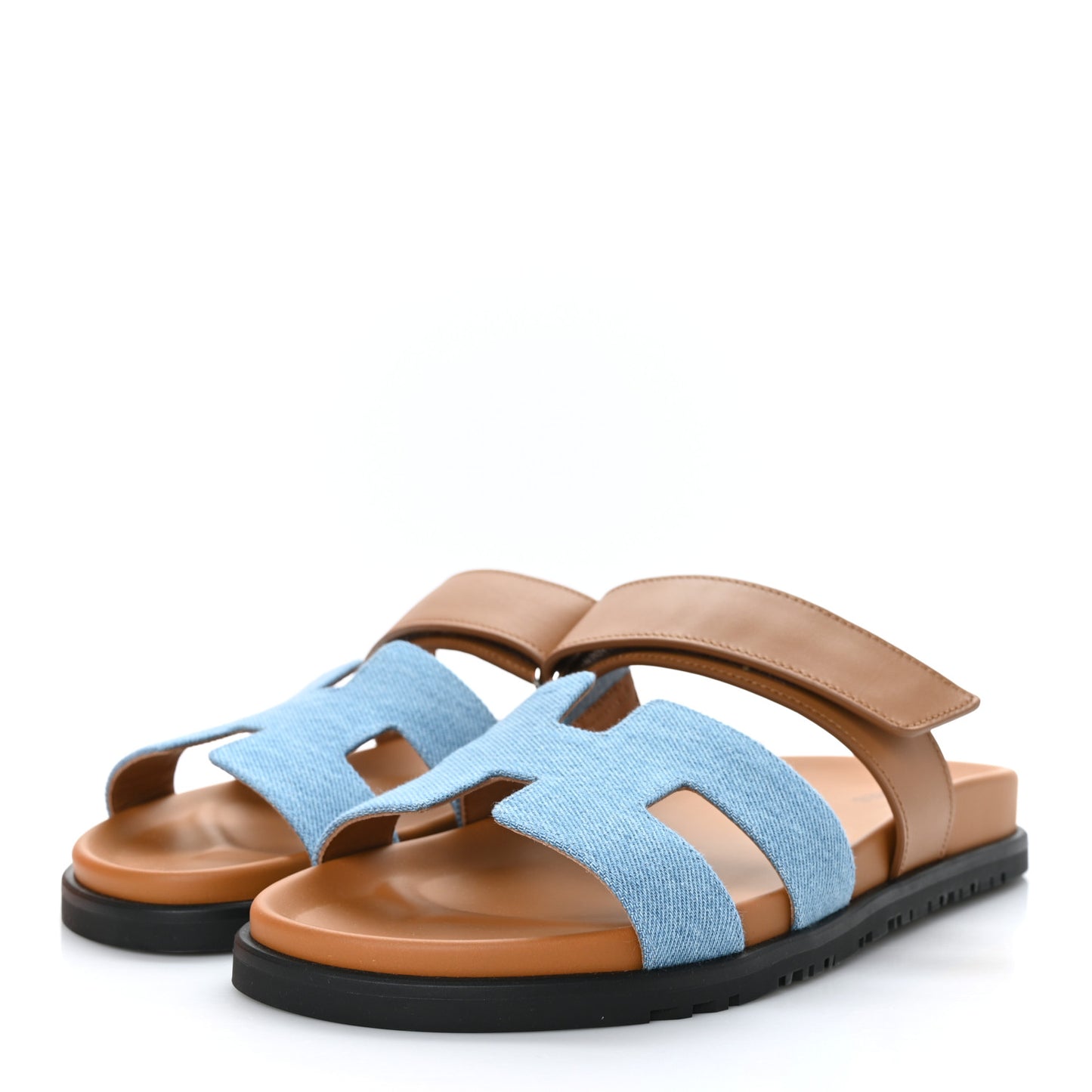 Denim Calfskin Womens Chypre Sandals 40.5 Bleu Clair Naturel