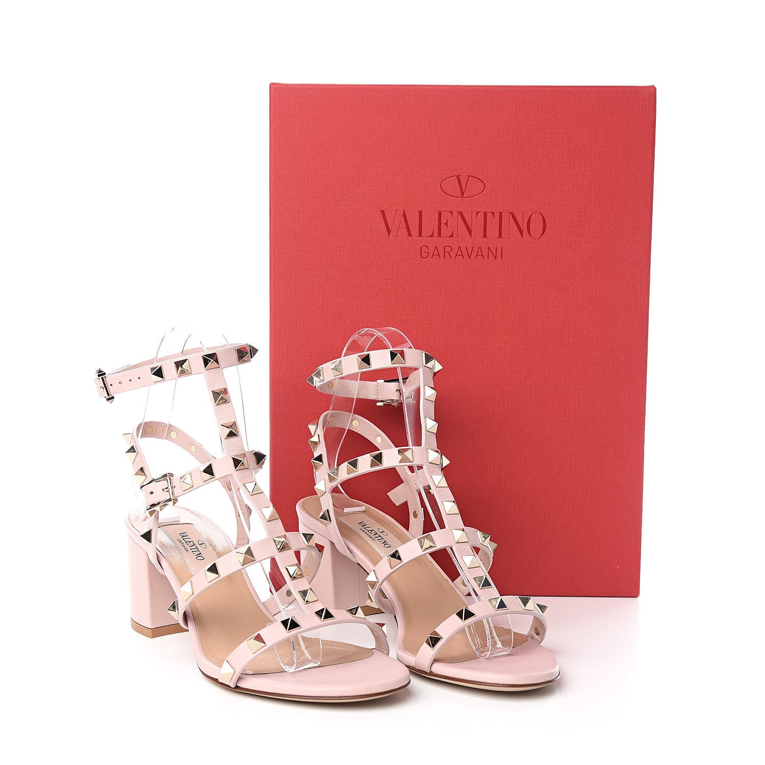 Valentino Garavani Calfskin Rockstud 60mm City Sandals 35.5 Water Rose 8 of 8