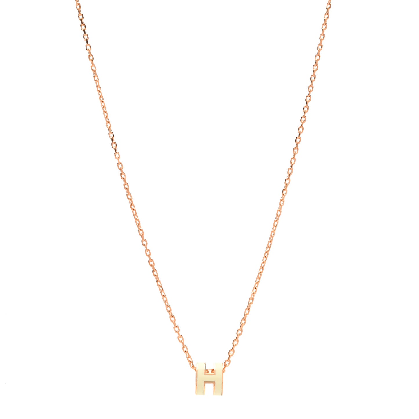 Lacquered Rose Gold Mini Pop H Pendant Necklace White