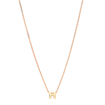 Hermes Lacquered Rose Gold Mini Pop H Pendant Necklace White 1 of 4