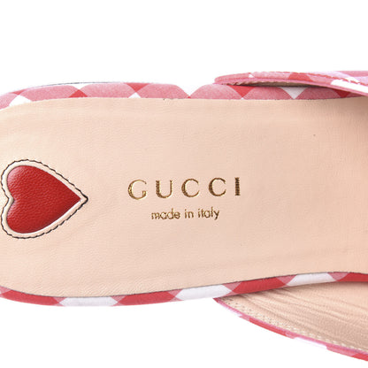 Gucci Cotton Gingham Womens Princetown Slippers 40 White Red 8 of 10