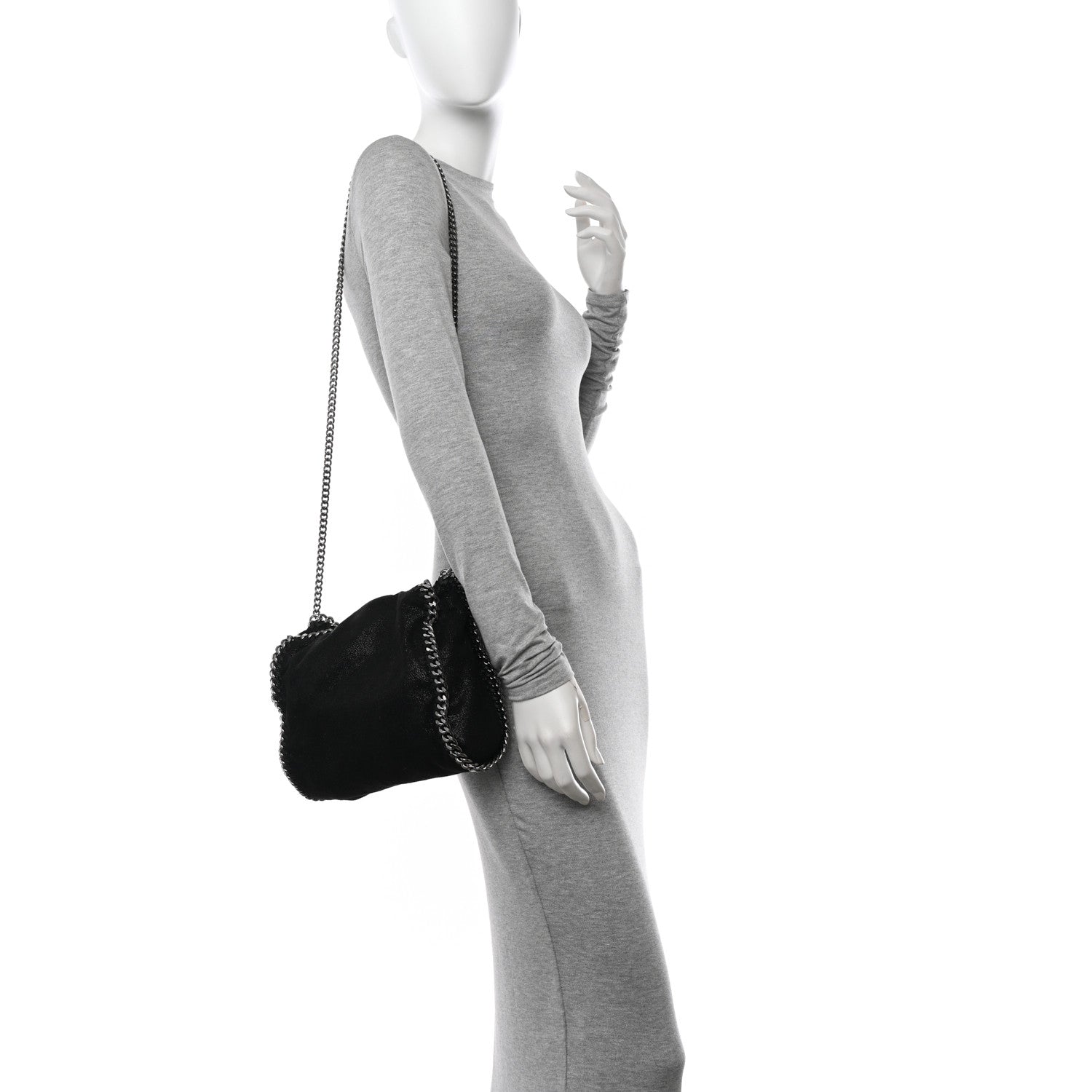 Stella McCartney Shaggy Deer Mini Falabella Fold Over Tote Black 2 of 9