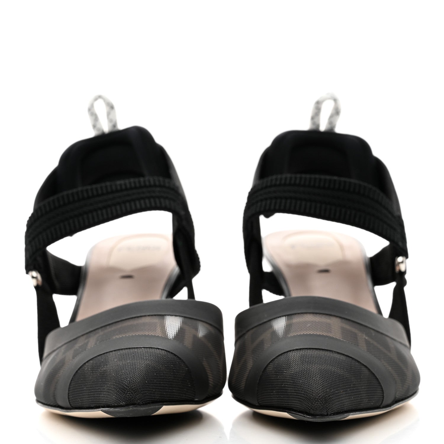Fendi Technical Mesh FF Colibri 55mm Slingback Pumps 38 Black 2 of 7