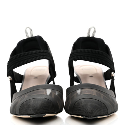 Fendi Technical Mesh FF Colibri 55mm Slingback Pumps 38 Black 2 of 7