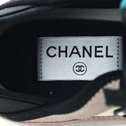 Chanel Suede Calfskin Nylon Grosgrain CC Sneakers 36.5 Beige Pink 7 of 13
