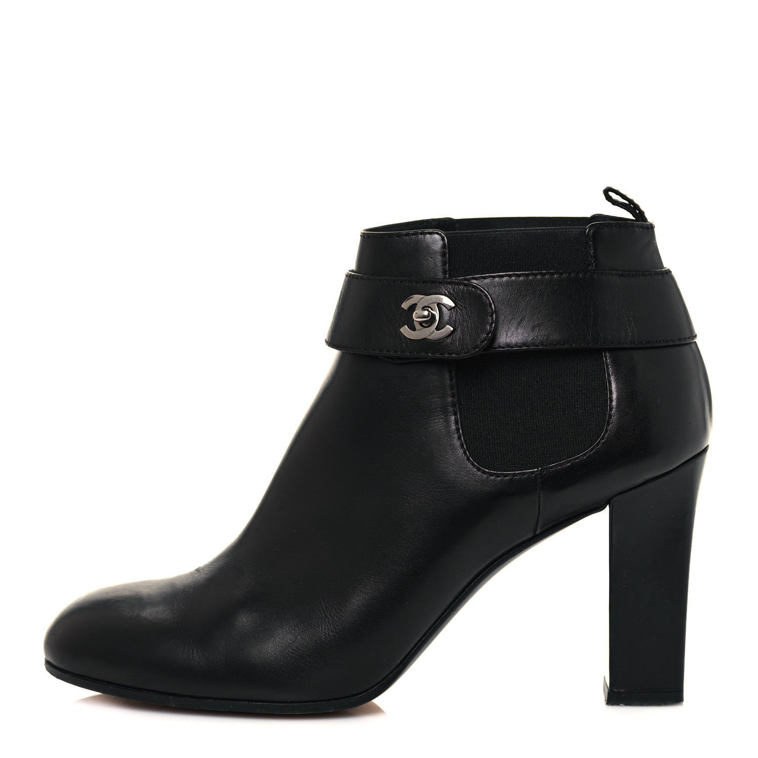 Chanel Calfskin CC Turnlock Ankle Boots 40.5 Black 1 of 13