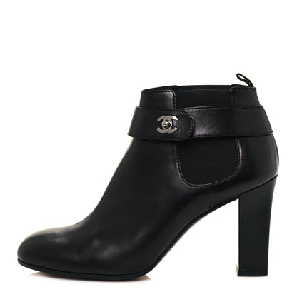Chanel Calfskin CC Turnlock Ankle Boots 40.5 Black 1 of 13
