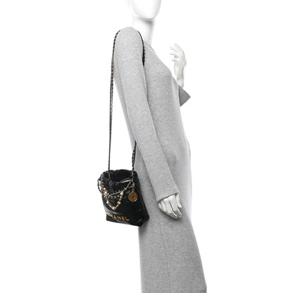 Chanel Shiny Calfskin Quilted Pearl CC Chain Mini Chanel 22 Black 2 of 10