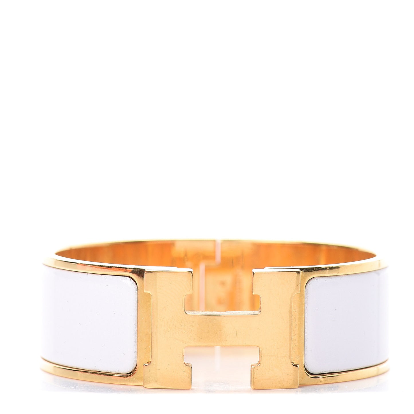 Enamel Wide Clic Clac H Bracelet PM White