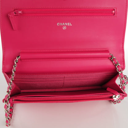 Chanel Patent Quilted Wallet On Chain WOC Fuchsia 5 of 8