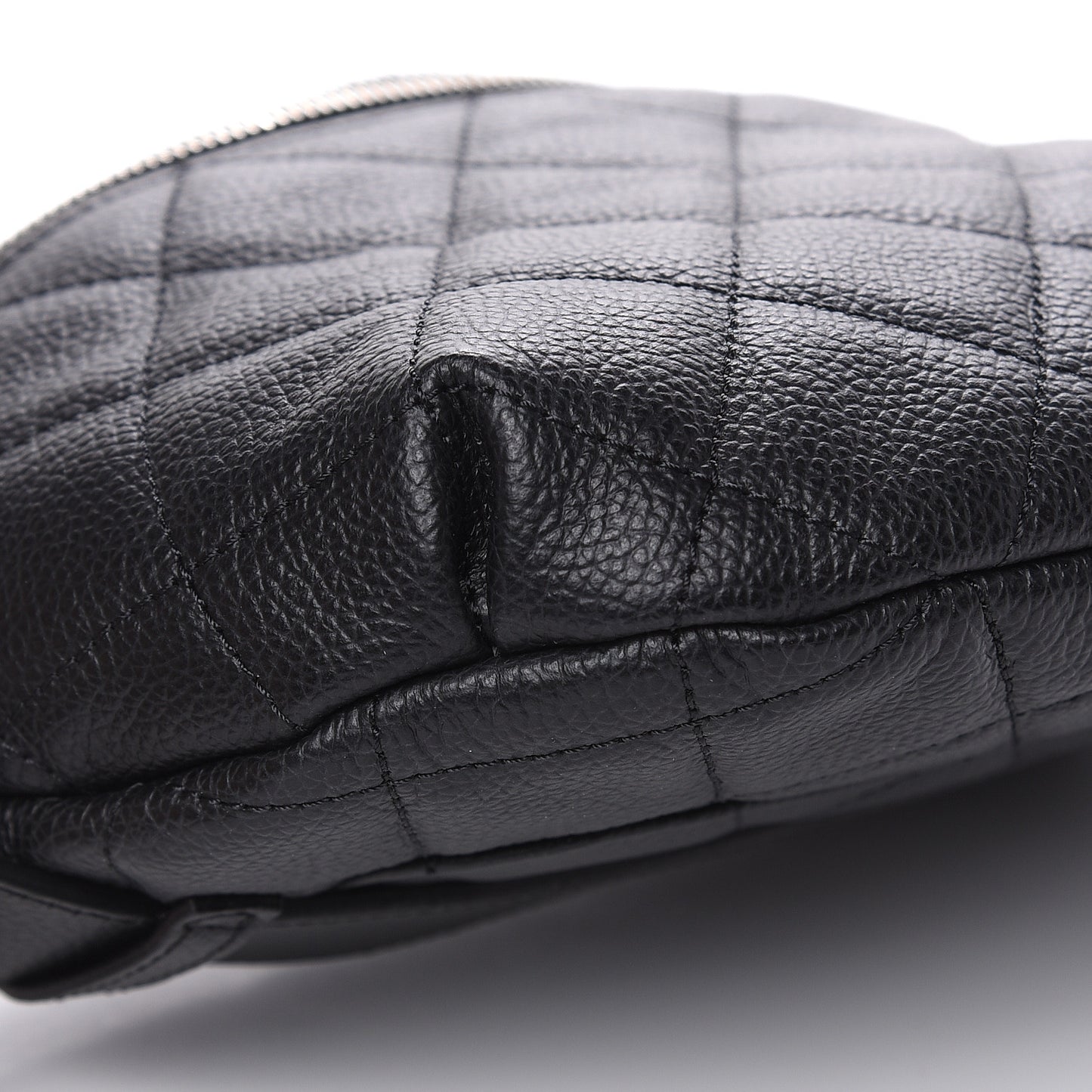 Grained Calfskin Quilted Waist Belt Bag Black