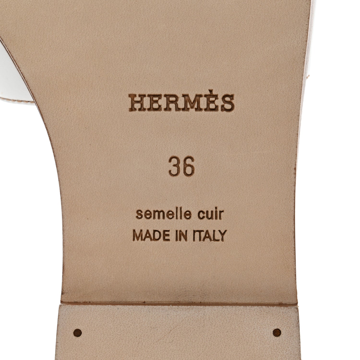 Hermes Box Calfskin Oran Sandals 36 White 8 of 9