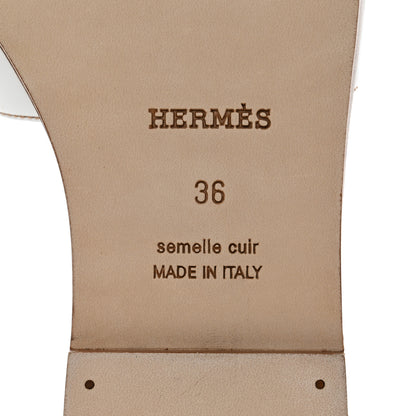 Hermes Box Calfskin Oran Sandals 36 White 8 of 9