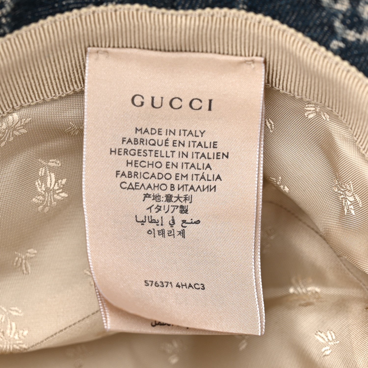 Gucci Washed Jacquard Denim Nappa GG Monogram Oscar Bucket Hat M Denim Cuir 8 of 9