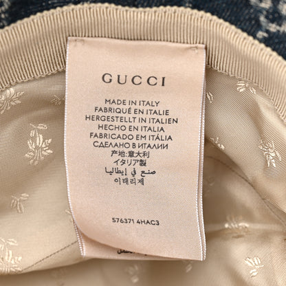 Gucci Washed Jacquard Denim Nappa GG Monogram Oscar Bucket Hat M Denim Cuir 8 of 9