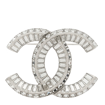 Chanel Baguette Crystal CC Brooch Silver 1 of 5