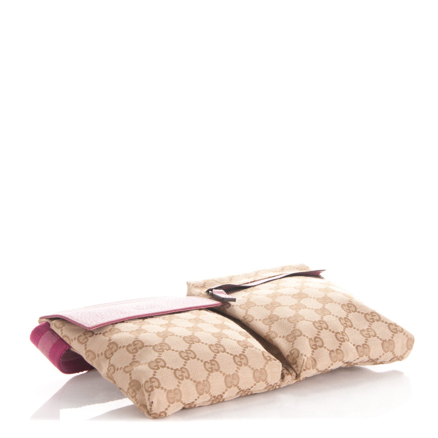 GG Monogram Web Double Pocket Belt Bag Pink