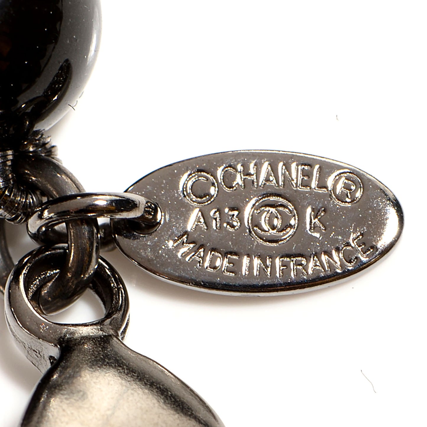 Glass Bead CC Map Necklace Ruthenium Black